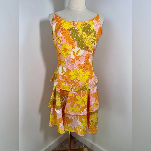 RARE VINTAGE 60s flower child DRESS - Picture 1 of 8